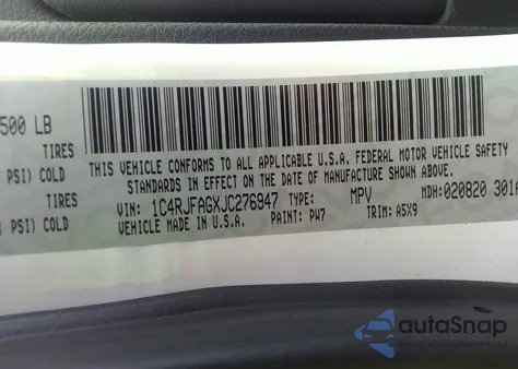 2018 Jeep Grand Cherokee Laredo E 4X4 z USA, uszkodzony, nr VIN 1C4RJFAGXJC276947